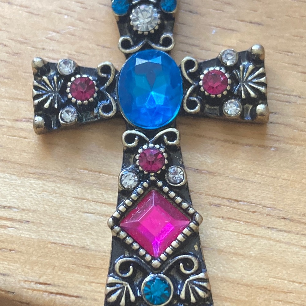 cross with gemstones, large pendant - Picture 2 of 3